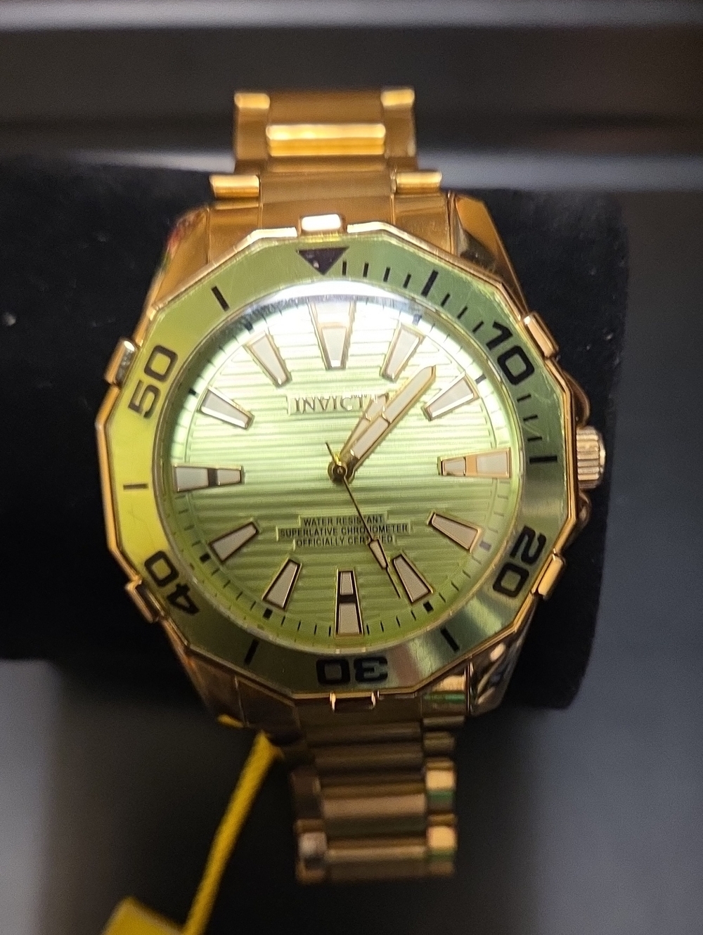 Invicta Gold Tone Watch with Green Dial